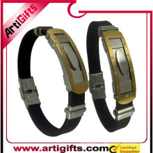 Hot sale stainless steel rubber anion mens bracelet and bangle